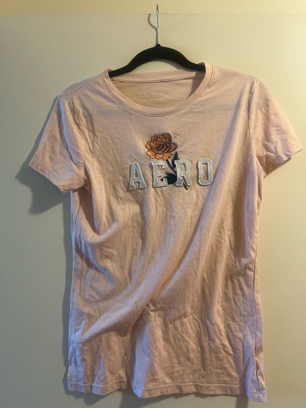 Aeropostale Light Pink Tee with Floral Patch